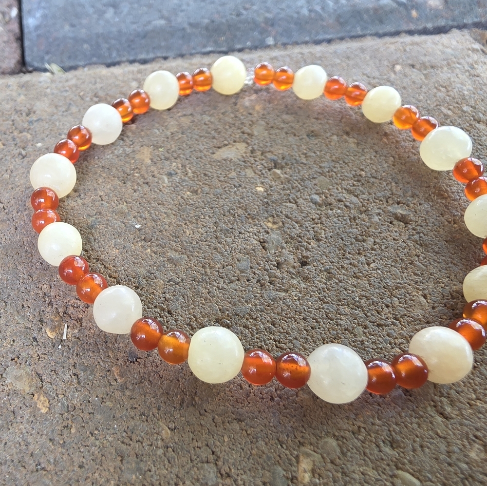 Handcrafted Yellow Jasper and Carnelian Beaded Bracelet